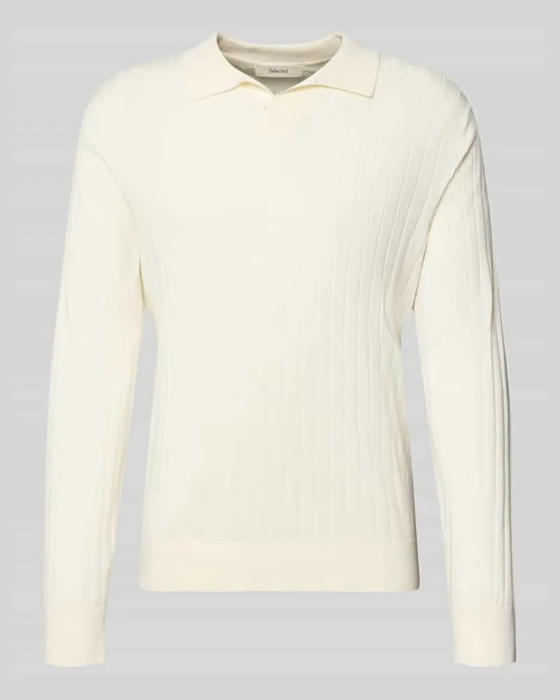 Selected Homme Loose Fit Poloshirt aus reiner Baumwolle Modell 'TORINO Offwhite