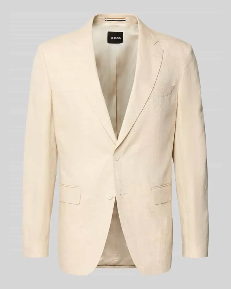 HUGO BOSS Regular Fit Leinensakko mit Reverskragen Modell 'H-HUTSON-262 Beige