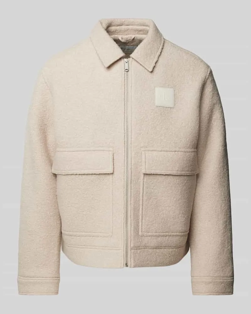 Calvin Klein Wolljacke mit Label-Patch Offwhite