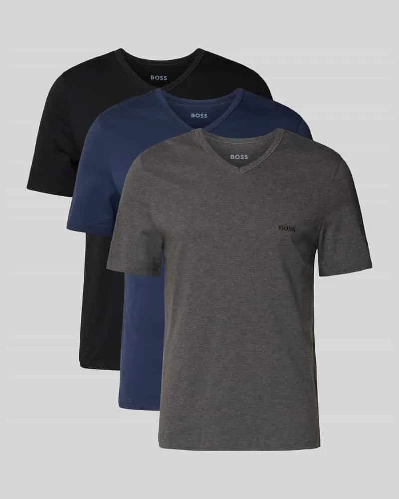 HUGO BOSS T-Shirt mit V-Ausschnitt im 3er-Pack Modell 'Classic Dunkelgrau
