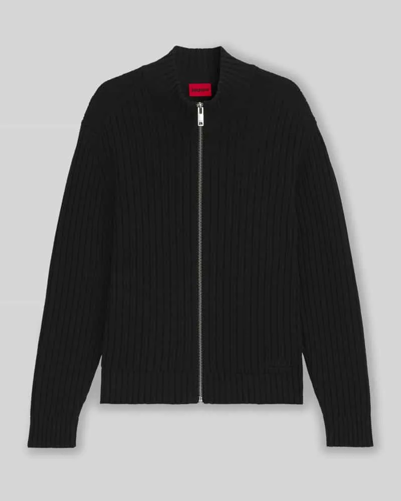 HUGO BOSS Regular Fit Strickjacke aus rerippter Baumwolle Modell 'SRITON 