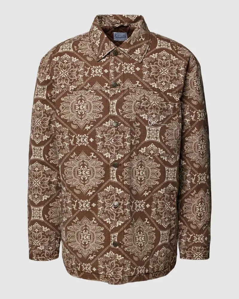 Karl Kani Hemdjacke mit Allover-Muster Schoko