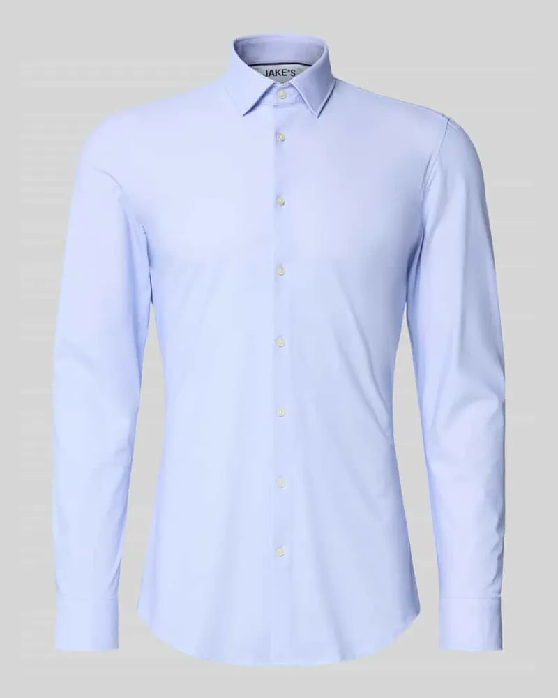 JAKE*S Super Slim Fit Businesshemd mit Kentkragen Bleu