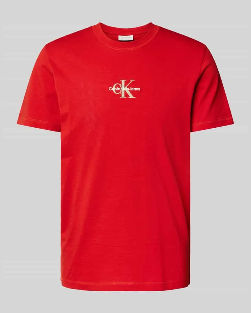 Calvin Klein T-Shirt mit Rundhalsausschnitt und Label-Stitching 