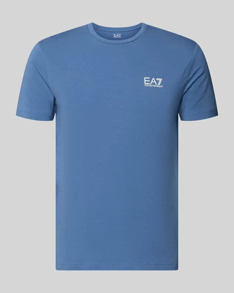 EA7 Regular Fit T-Shirt mit Logo-Print Sky