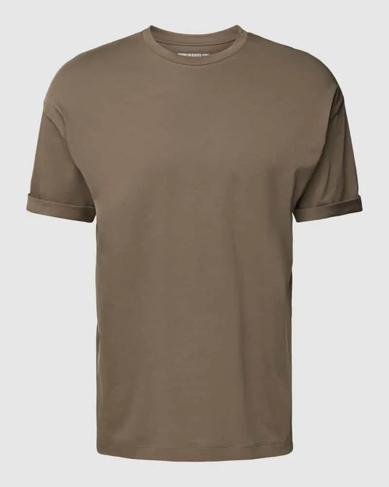 Drykorn T-Shirt mit geripptem Rundhalsausschnitt Modell 'THILO 