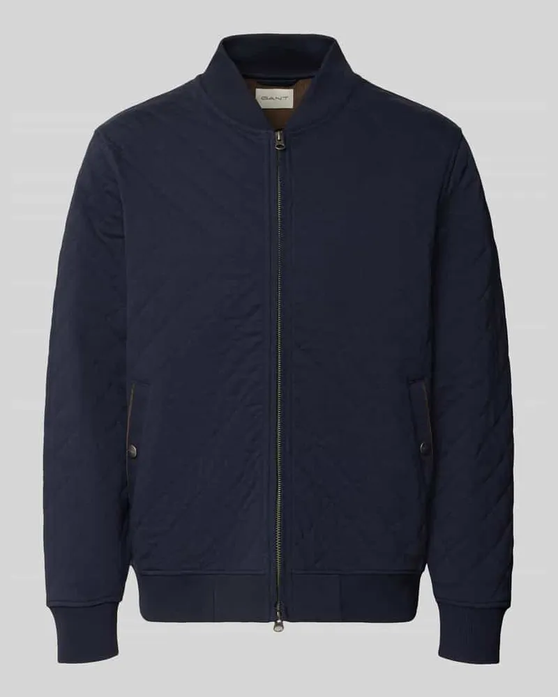 Gant Regular Fit Sweatjacke aus Baumwoll-Mix Dunkelblau