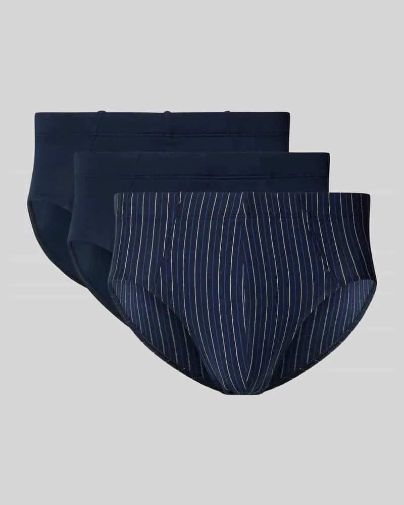 Schiesser Slim Fit Slip aus Baumwoll-Mix Modell 'Supermini' im 3er-Pack Marine