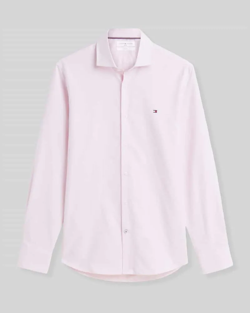 Tommy Hilfiger Regular Fit Businesshemd mit abgerundetem Saum Rosa