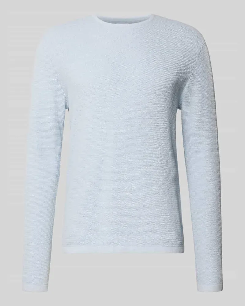 Jack & Jones Strickpullover mit geripptem Rundhalsausschnitt Modell 'GEORGE Hellblau