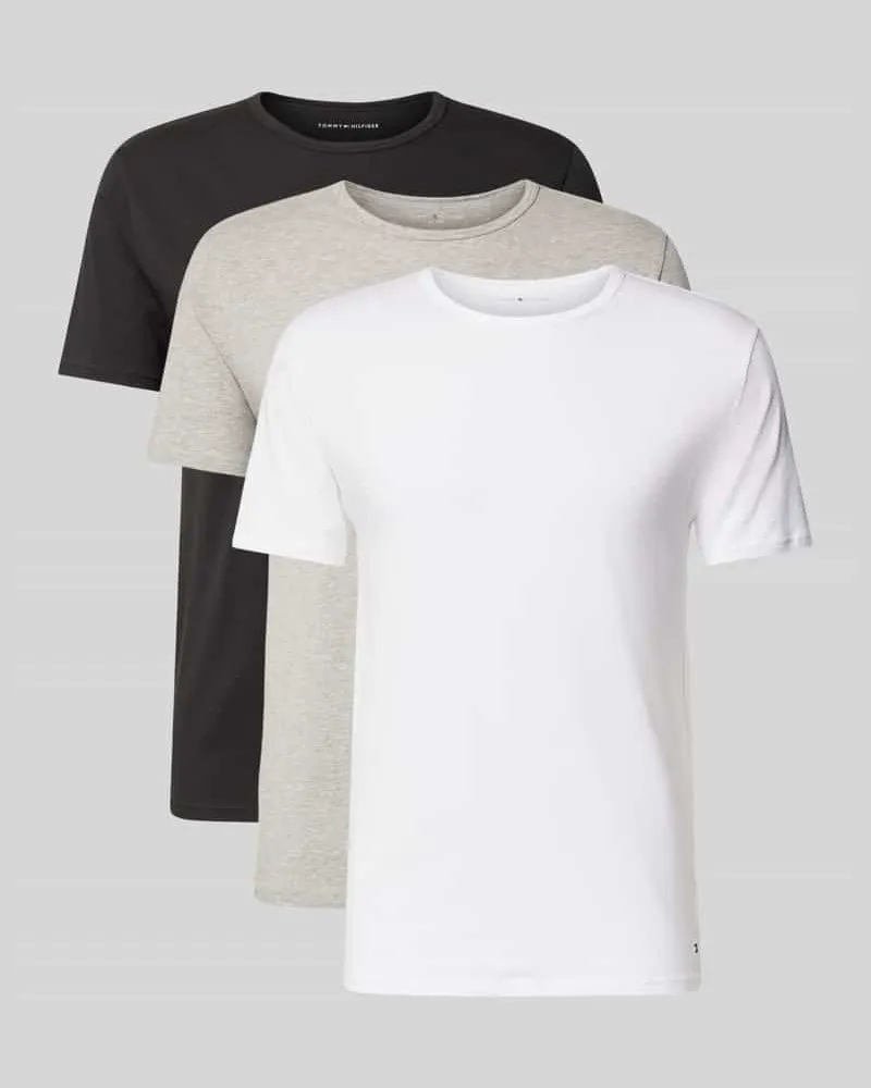 Tommy Hilfiger Slim Fit T-Shirt Set aus Baumwoll-Mix im 3er-Pack Black