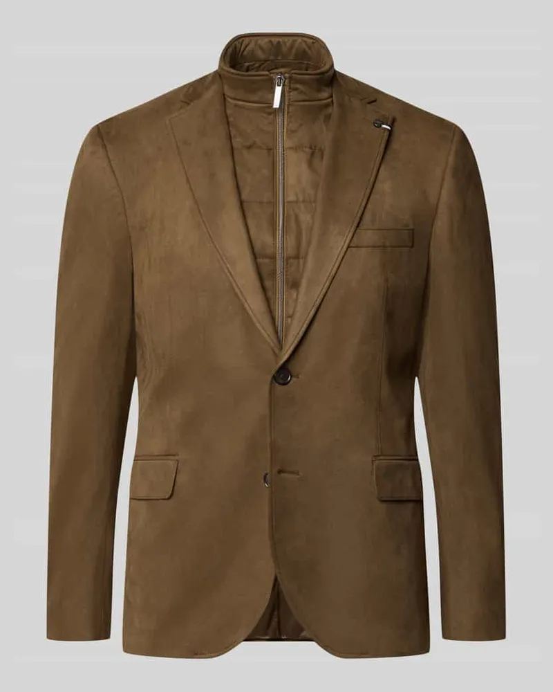 Bugatti Regular Fit Sakko mit herausnehmbarer Steppweste Khaki