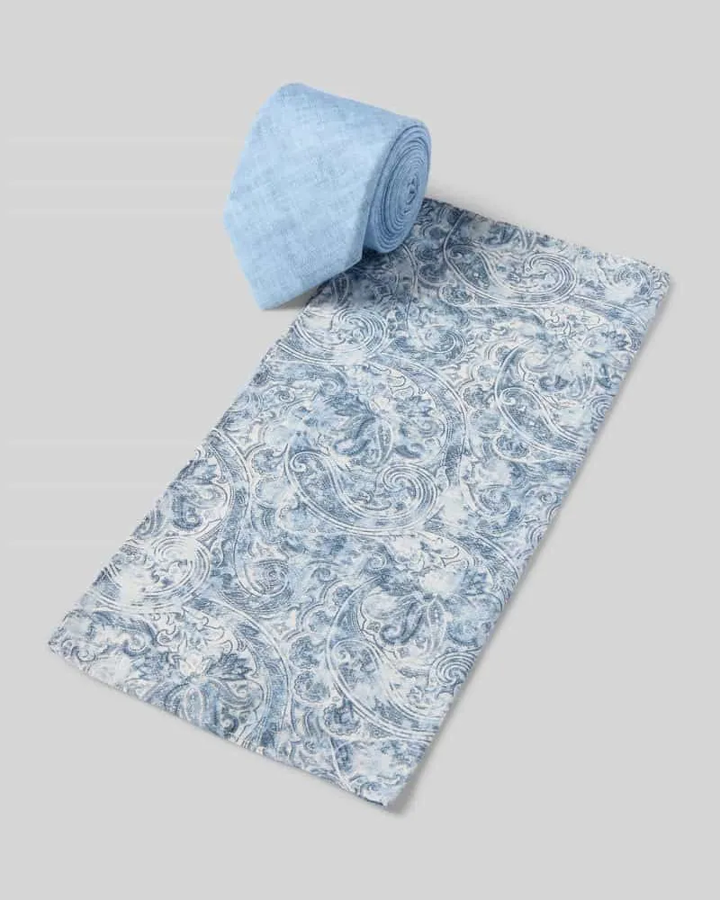 cinque Krawatte mit Einstecktuch Modell 'TAOIMINA Hellblau