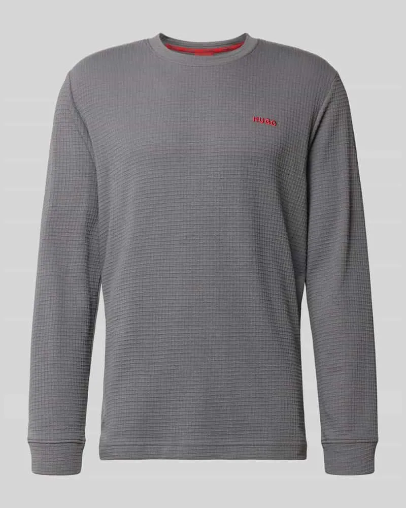 HUGO BOSS Regular Fit Langarmshirt aus Baumwoll-Mix Modell 'AUSTIN Anthrazit
