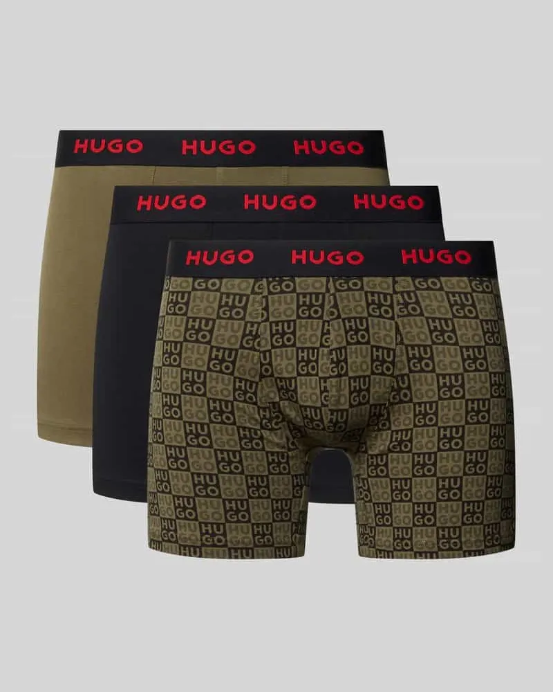HUGO BOSS Trunks aus Baumwoll-Mix im 3er-Pack Oliv