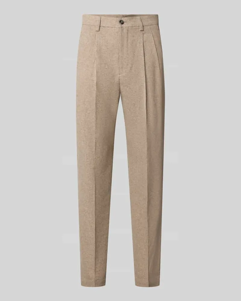 Lindbergh Straight Fit Stoffhose mit Baumwoll-Anteil Sand