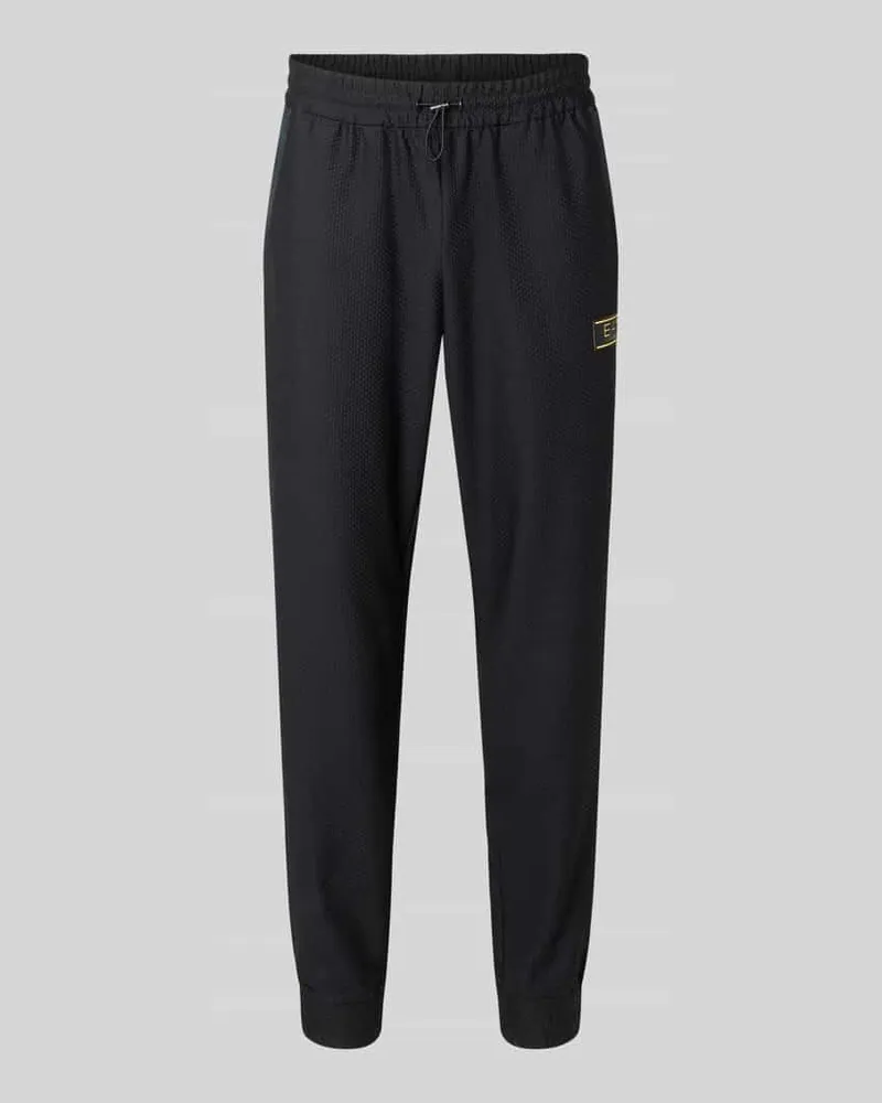 EA7 Regular Fit Sweatpants mit Strukturmuster Black