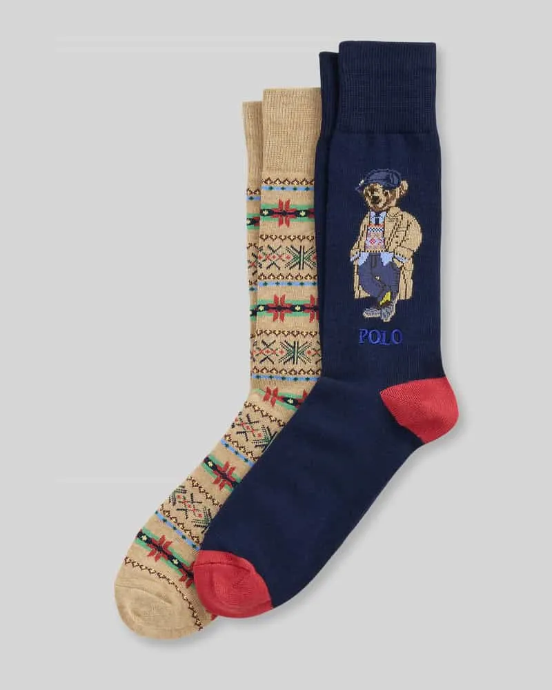 Ralph Lauren Socken mit Bärenmotiv im 2er-Pack Camel