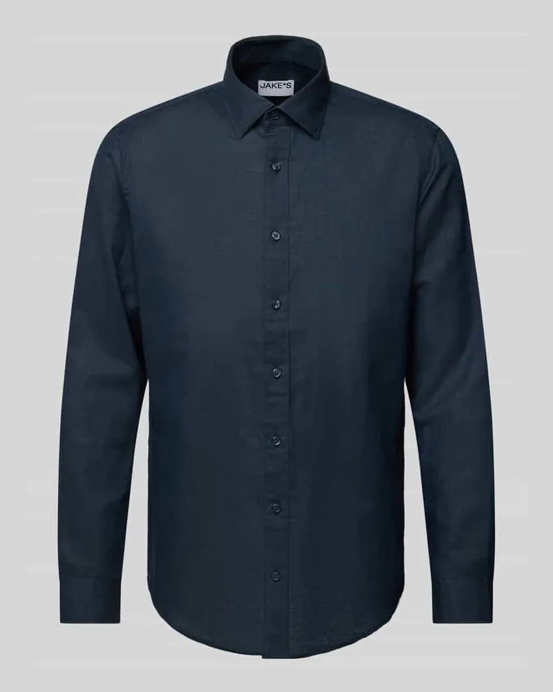 JAKE*S Slim Fit Freizeithemd aus Leinen-Baumwoll-Mix 