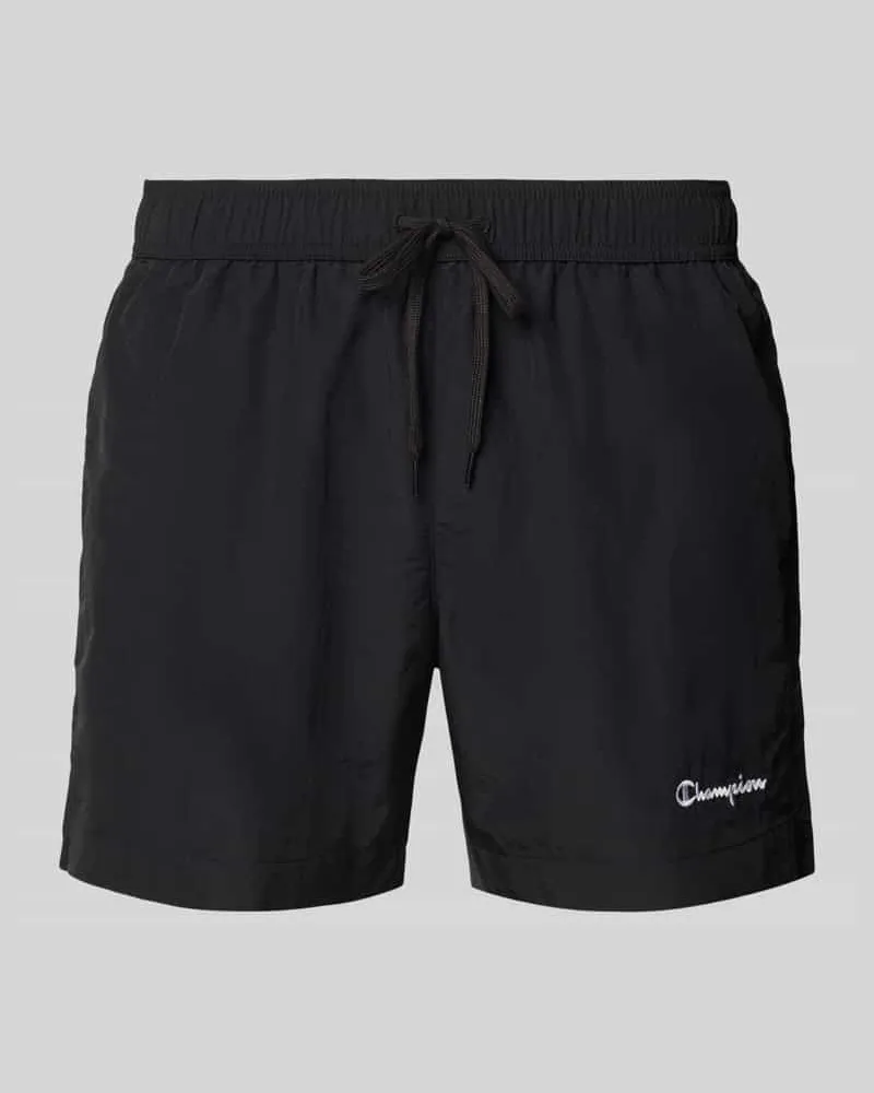 Champion Badehose mit elastischem Bund und Label-Stitching Black