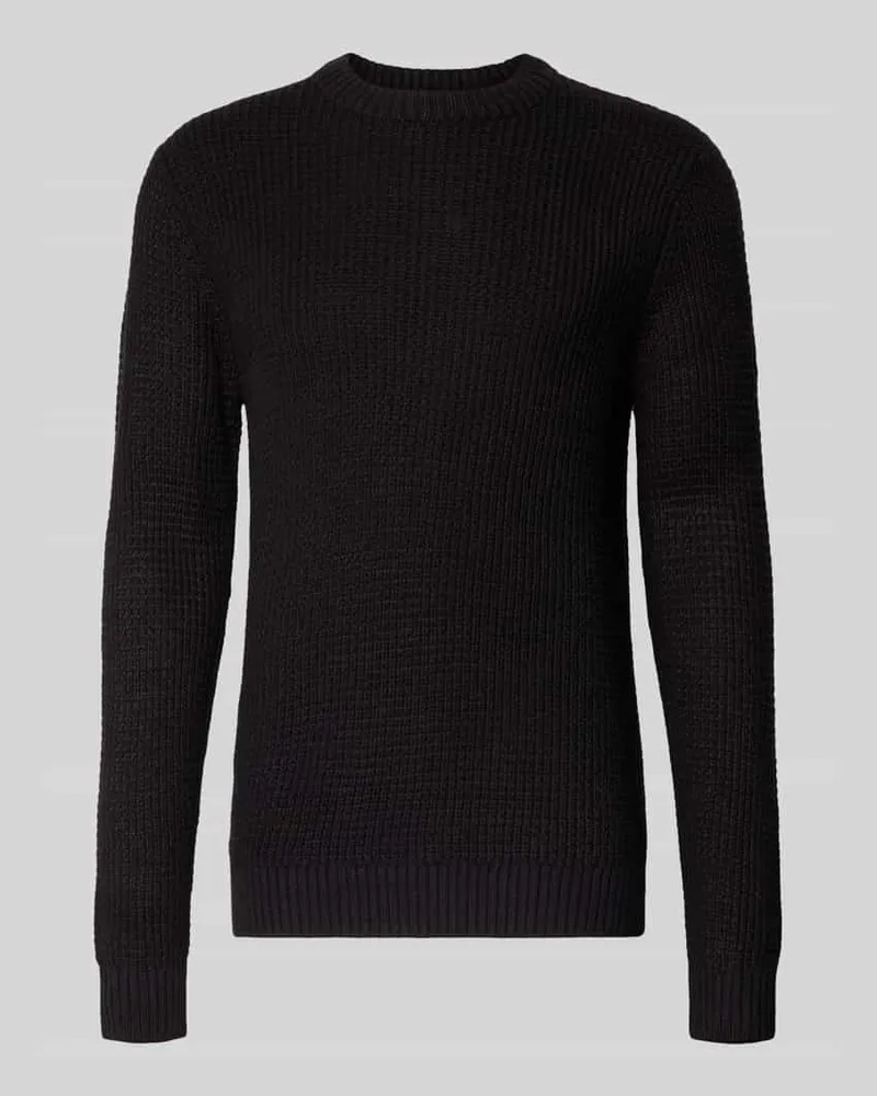Jack & Jones Strickpullover mit gerippten Abschlüssen Modell 'LINK Black