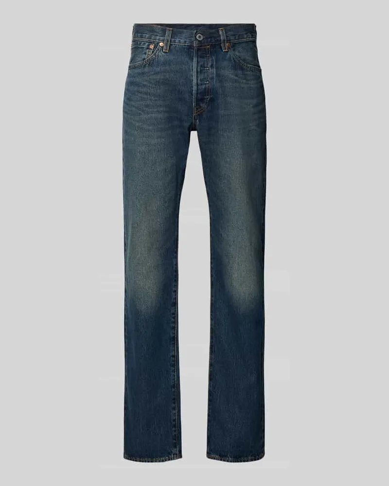 Levi's Straight Fit Jeans aus reiner Baumwolle Modell '501®Original Dunkelblau
