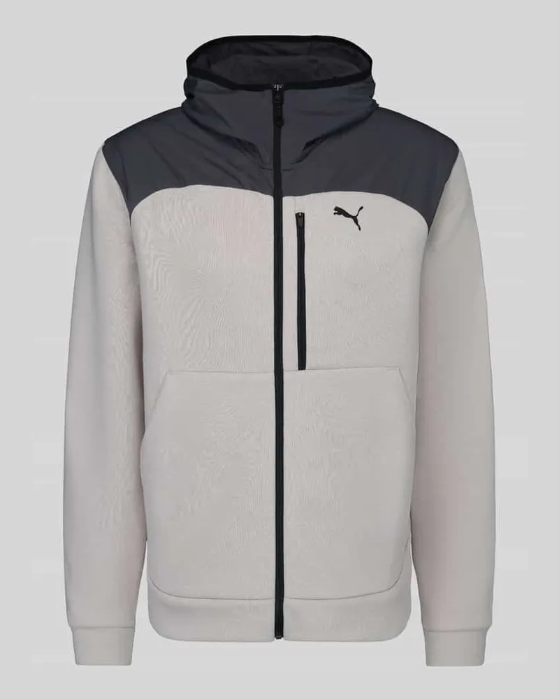 Puma Regular Fit Sweatjacke aus Baumwoll-Mix Modell 'PUMATECH Hellgrau