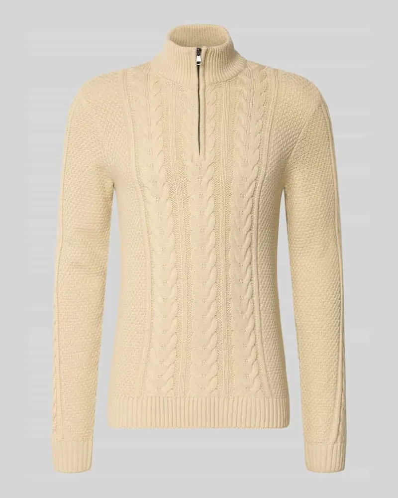 Blend Strickpullover mit Reißverschluss Modell 'BASIM Offwhite
