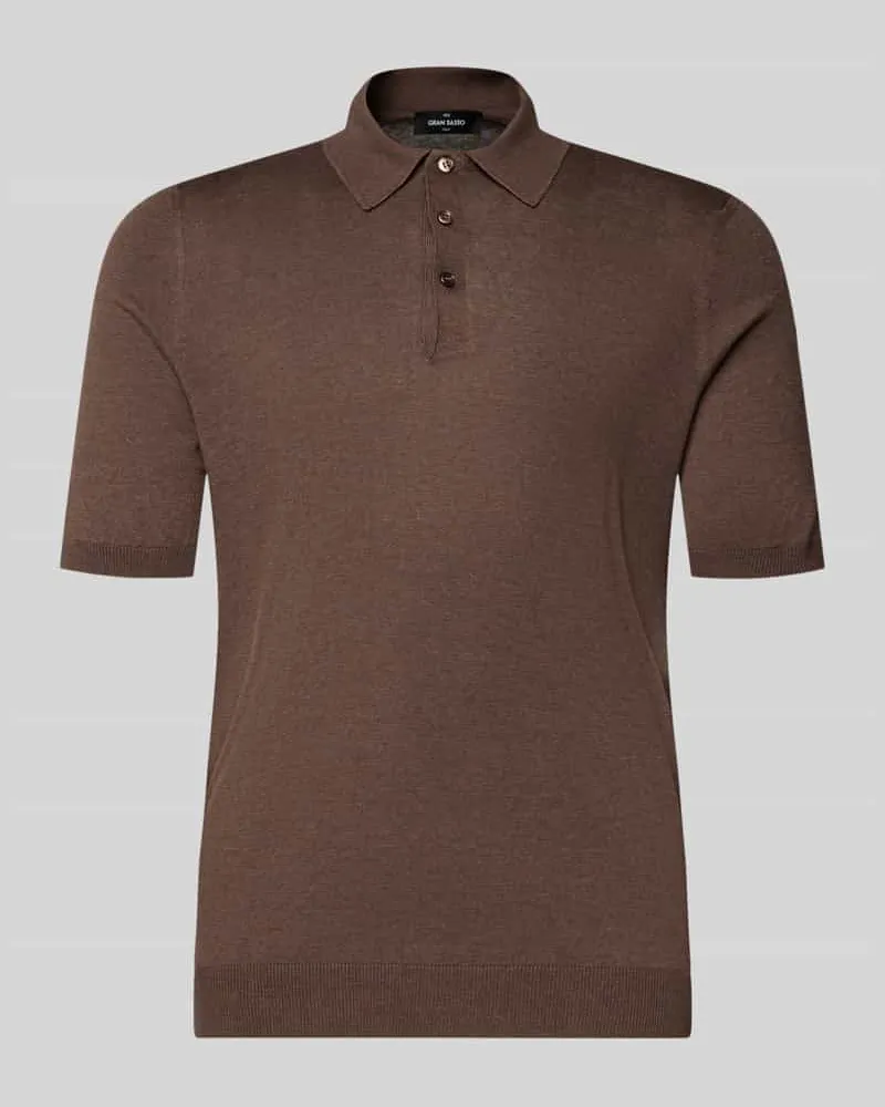 Gran Sasso Slim Fit Poloshirt aus reiner Seide Mittelbraun