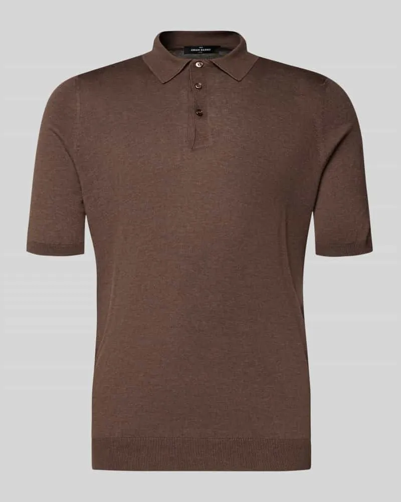 Gran Sasso Slim Fit Poloshirt aus reiner Seide Mittelbraun