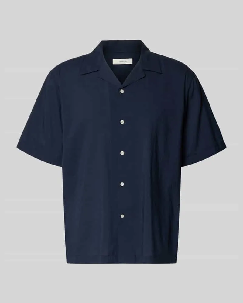 Selected Homme Relaxed Fit Freizeithemd aus Bio-Baumwoll-Modal-Mix Modell 'RELAXAIR Dunkelblau