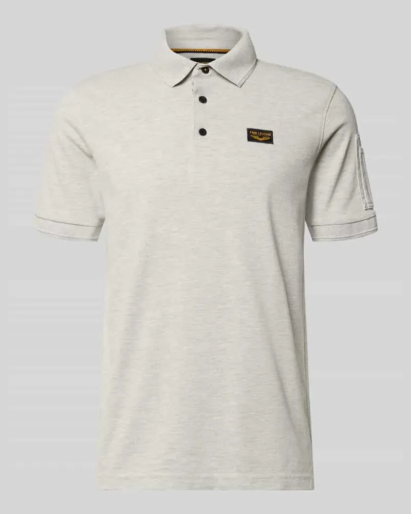 PME Legend Slim Fit Poloshirt mit Logo-Patch Hellgrau