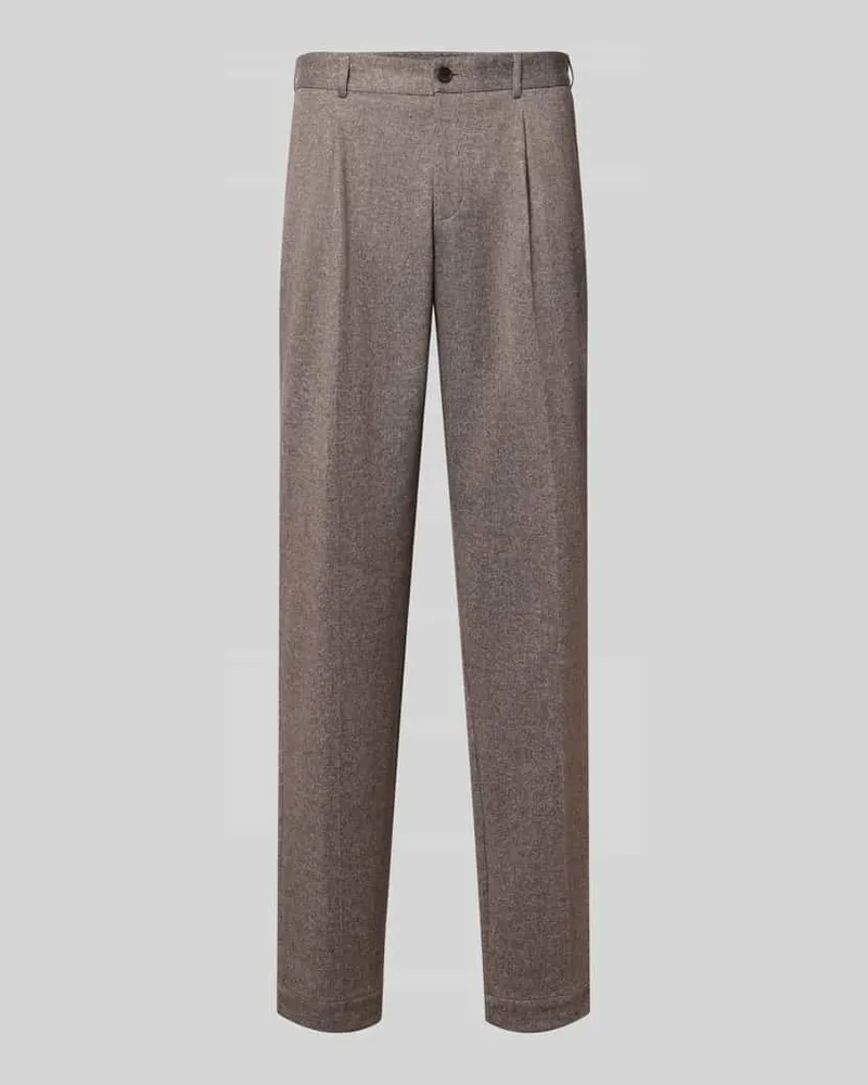 Bugatti Straight Fit Stoffhose mit Baumwoll-Anteil Mittelbraun