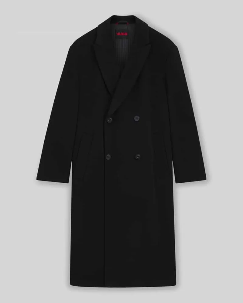 HUGO BOSS Regular Fit Wollmantel mit doppelreihiger Knopfleiste Modell 'MENCI2541 Black