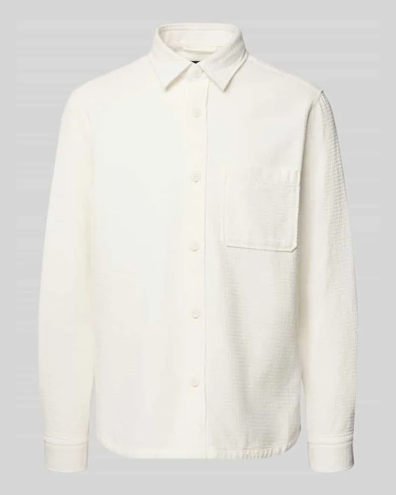 JOOP! Regular Fit Hemdjacke mit Strukturmuster Modell 'Knox Offwhite