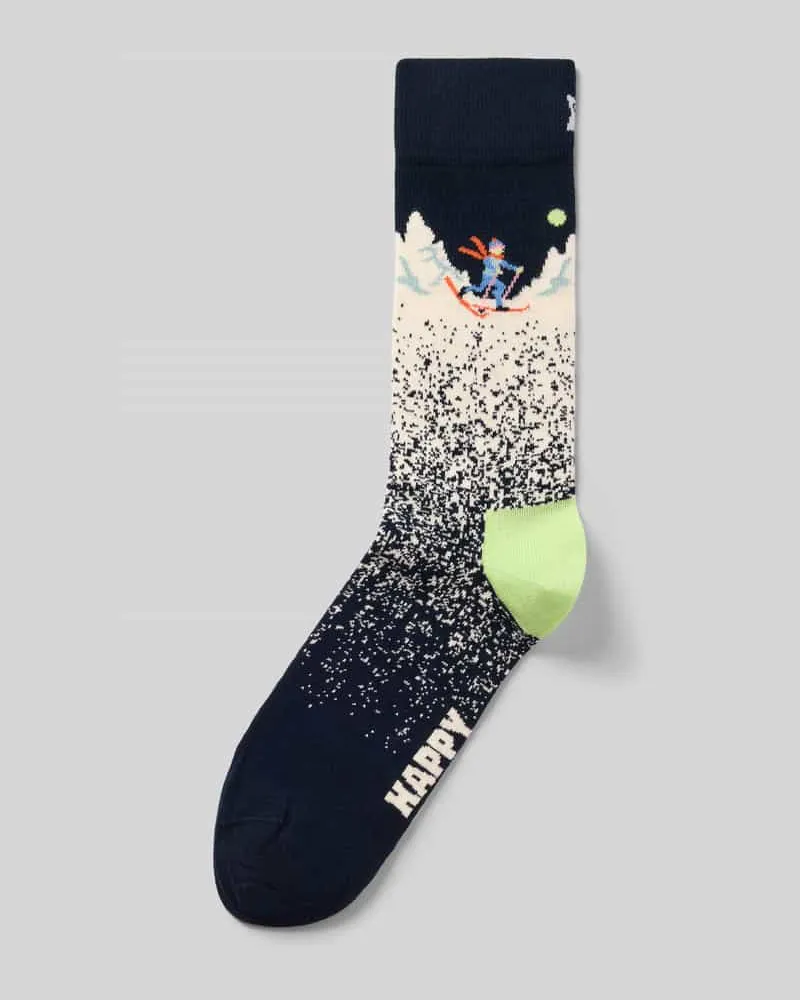 Happy Socks Socken aus elastischem Baumwoll-Mix Modell 'Snowy Night Blau