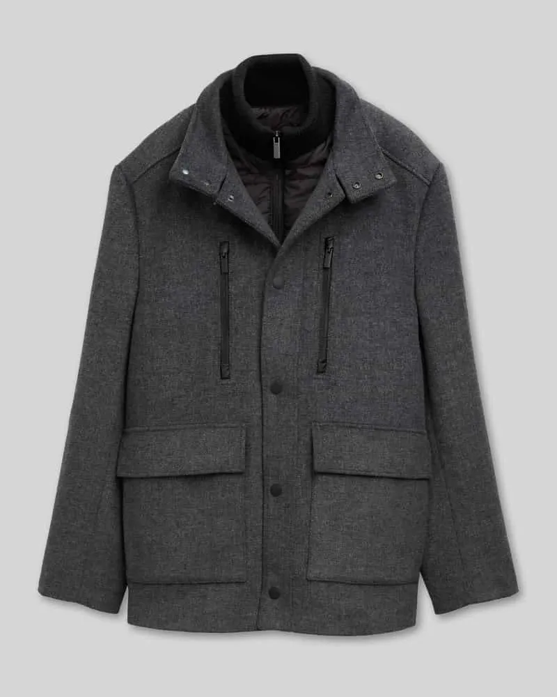 Tom Tailor Regular Fit Funktionsjacke aus Wollmix Silber