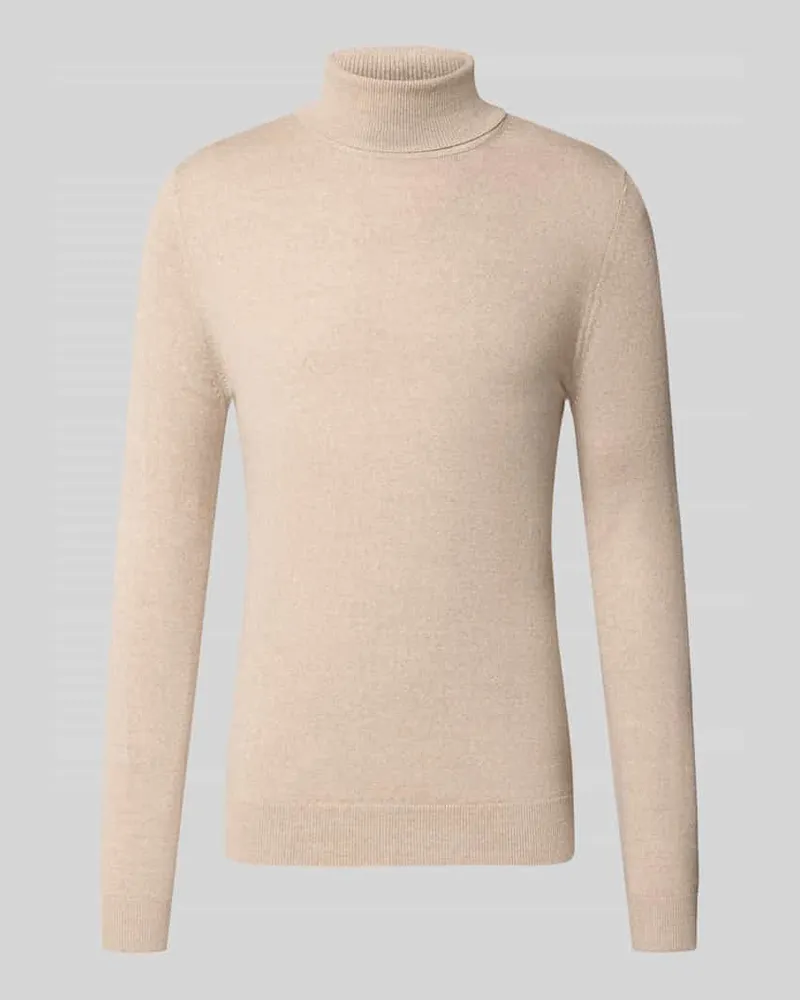 Christian Berg Wollpullover mit Rollkragen Sand
