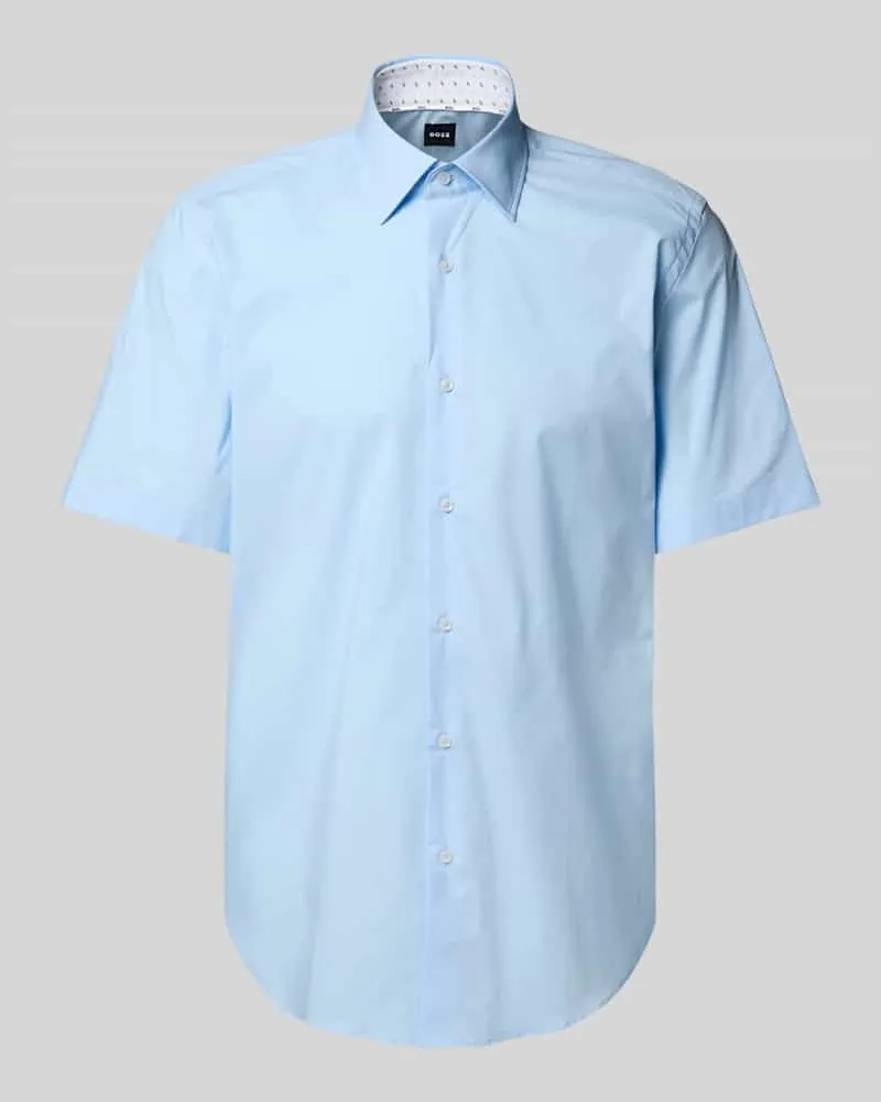 HUGO BOSS Regular Fit Business-Hemd mit 1/2-Arm Modell 'Joe Bleu