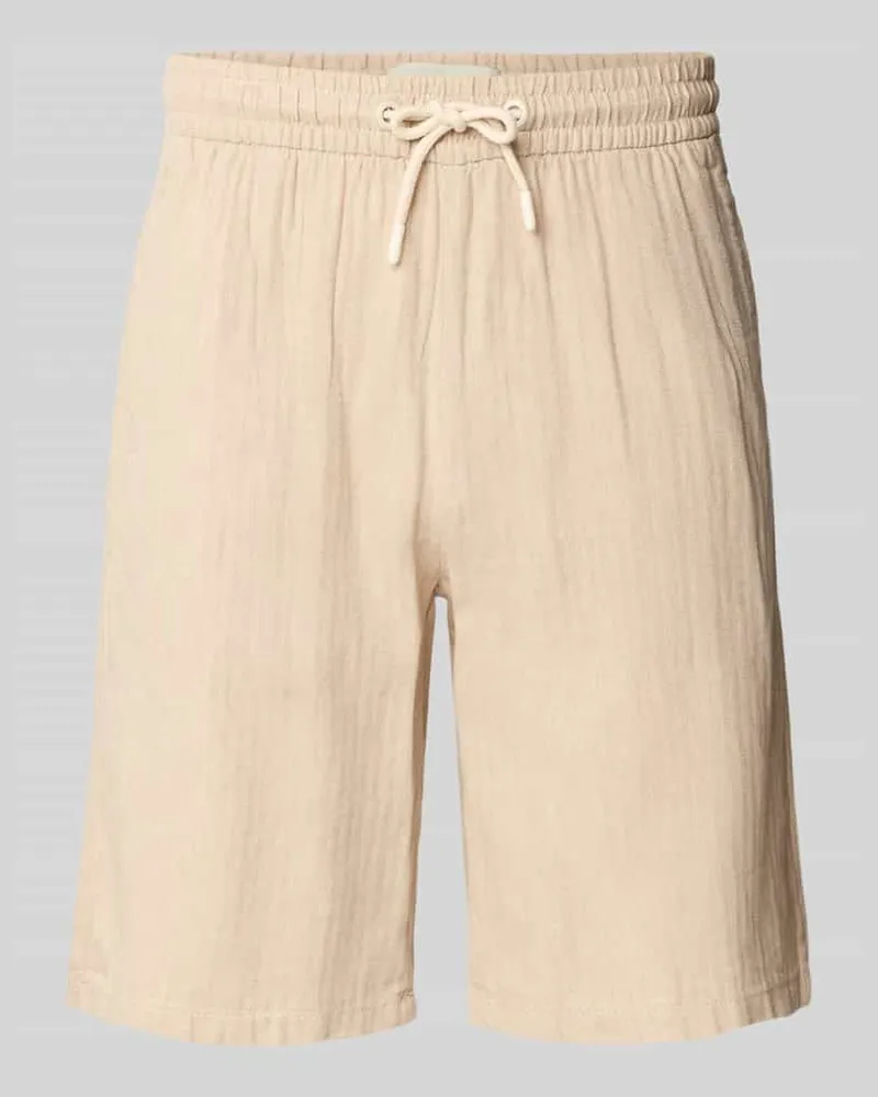 Blend Shorts aus Leinen-Mix mit Eingrifftaschen Modell 'MARCO Sand