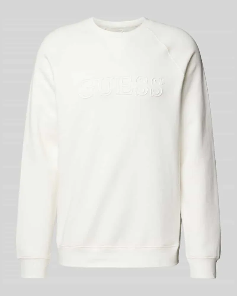 Guess Sweatshirt mit Label-Print Modell 'ALDWIN Offwhite