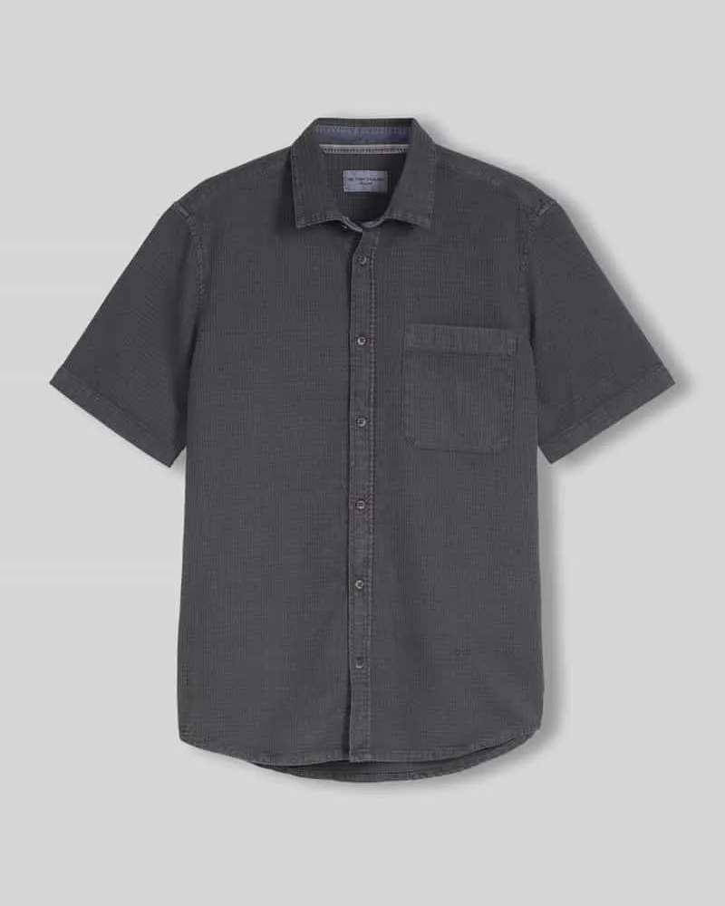 Tom Tailor Regular Fit Freizeithemd aus reiner Baumwolle Dunkelgrau