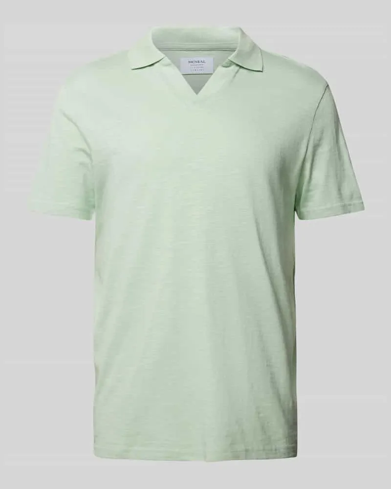McNeal Regular Fit Poloshirt mit V-Ausschnitt Helltuerkis