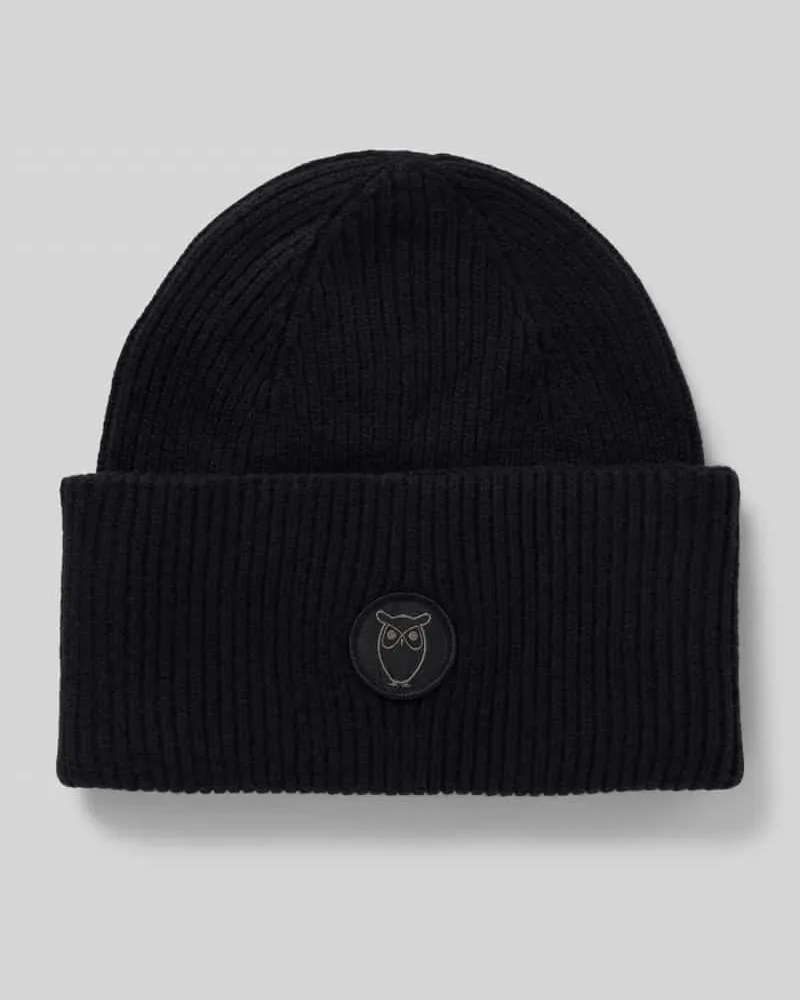 Knowledge Cotton Apparel Mütze aus Wolle mit Label-Patch Black