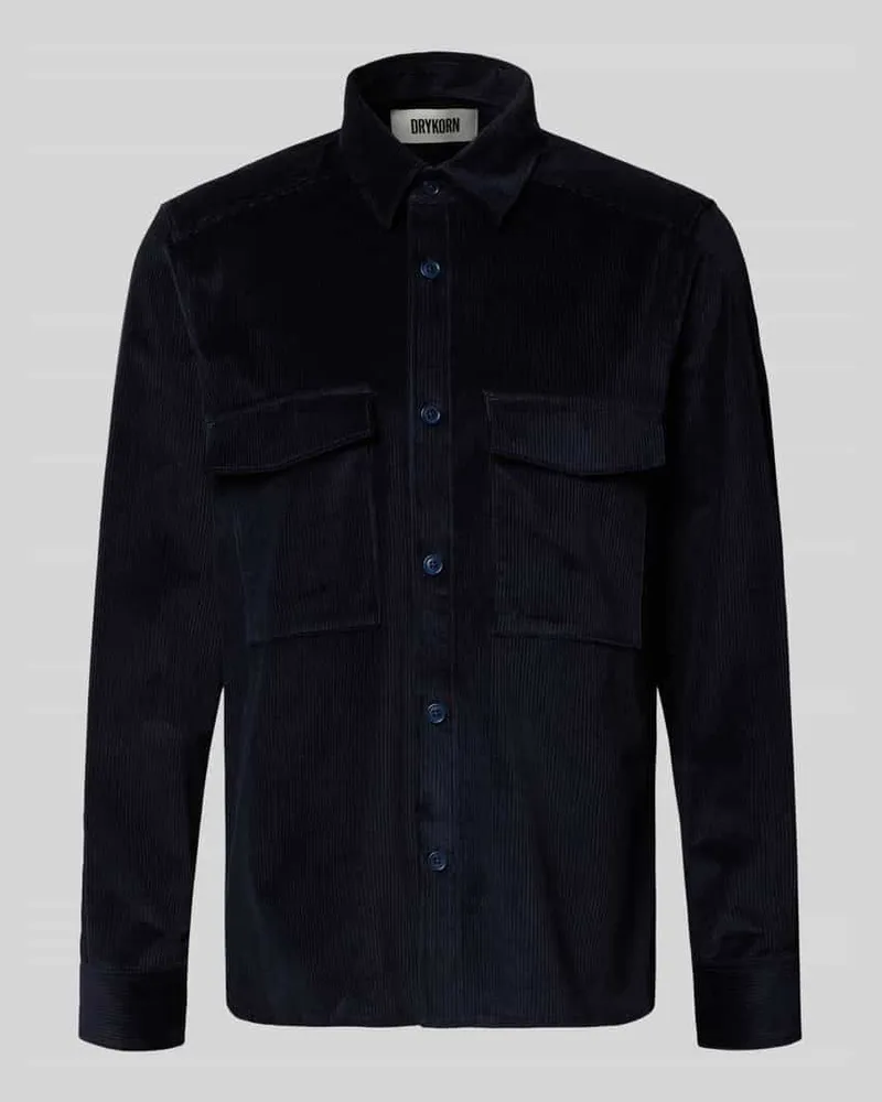 Drykorn Regular Fit Hemdjacke aus Cord Modell 'CORDUROY OVERSHIRT Dunkelblau