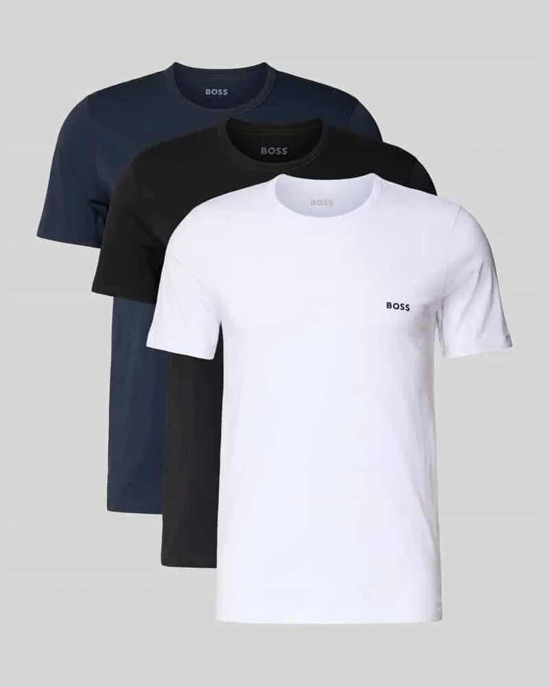 HUGO BOSS Regular Fit T-Shirt aus reiner Baumwolle im 3er-Pack Modell 'CLASSIC Dunkelblau