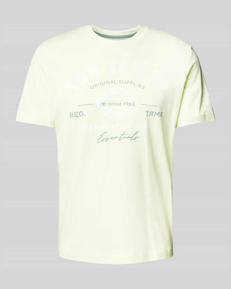 Tom Tailor Regular Fit T-Shirt aus reiner Baumwolle mit Label Print Neon