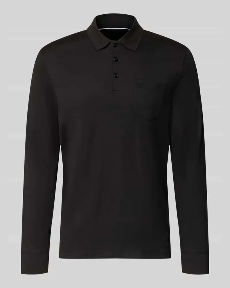 Bugatti Regular Fit Poloshirt aus Baumwoll-Mix mit Brusttasche Black