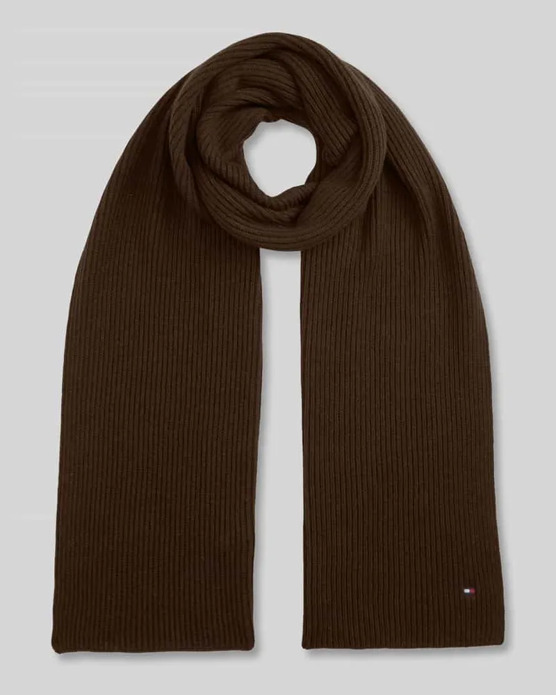 Tommy Hilfiger Schal mit Logo-Detail aus Pima Baumwolle Dunkelbraun