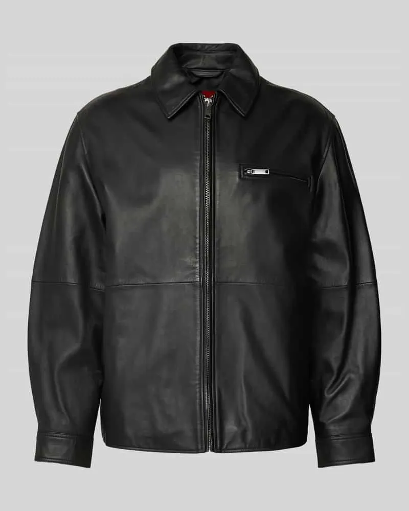HUGO BOSS Lederjacke mit Brusttasche Modell 'Larkot 
